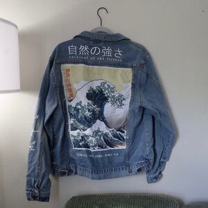 Japanese Wave Denim Jacket with Patches